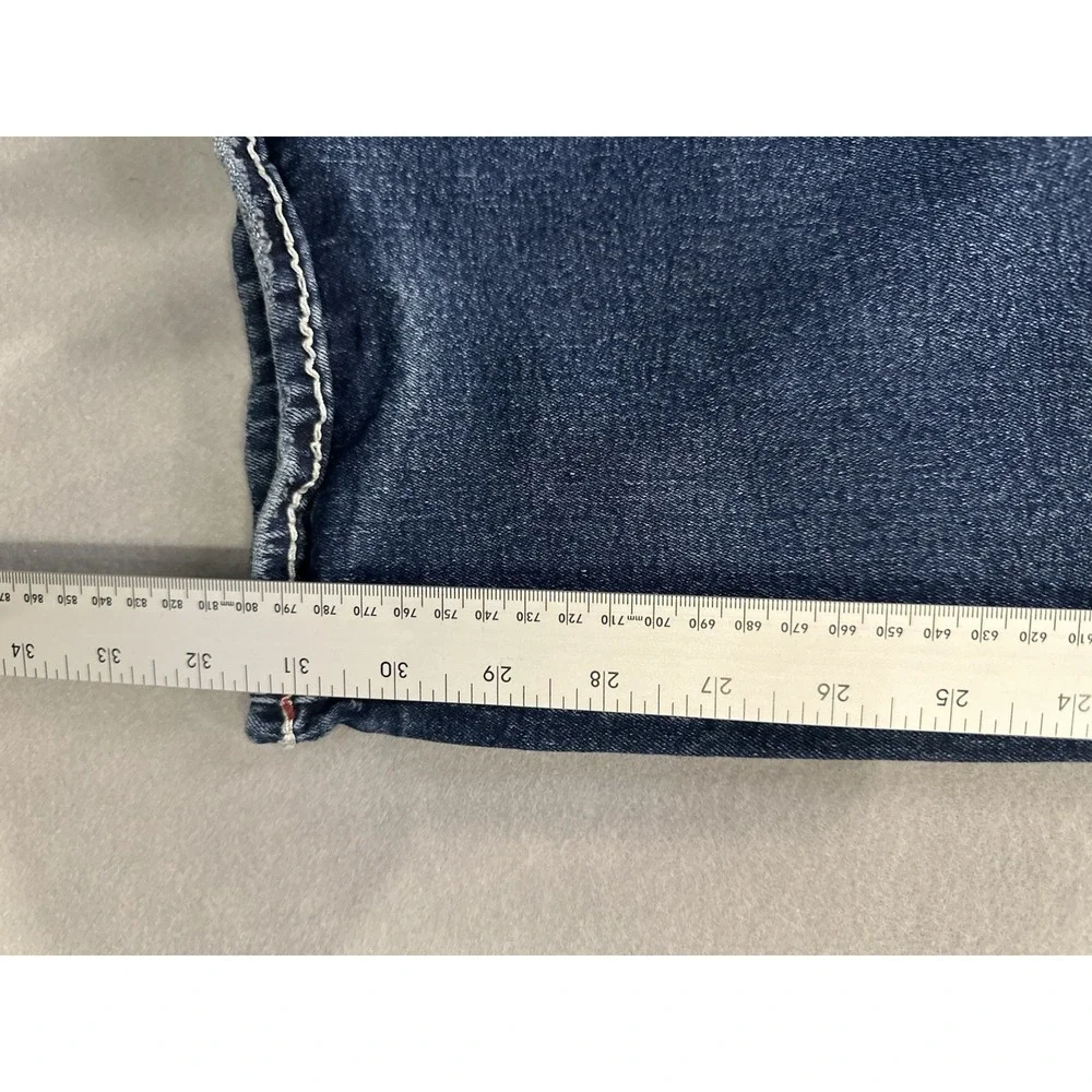 True Religion Jeans Mens 44x32 Blue Ricky Straight Flap Whisker Y2k World Tour